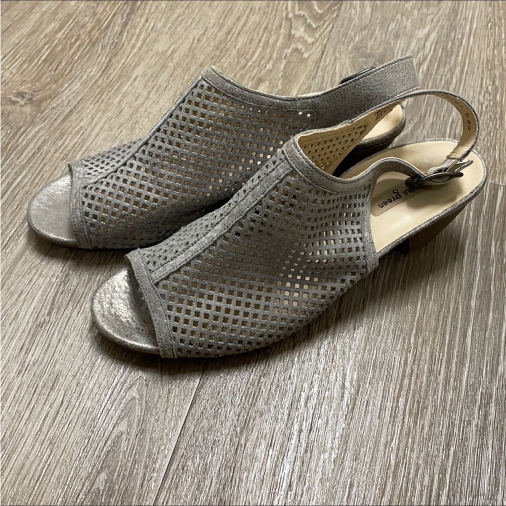 Paul Green Lois Slingback Perforated Brown and Gold Peep Toe Sandals